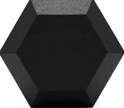 French Fitness Rubber Coated Hex Dumbbell Set 55-75 lbs Black