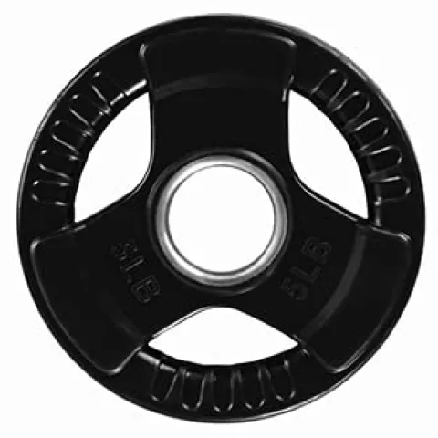 French Fitness Rubber Grip Weight Plate Set w/ 7 ft Olympic Bar 305 lbs