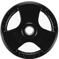 French Fitness Rubber Grip Weight Plate Set w/ 7 ft Olympic Bar 305 lbs