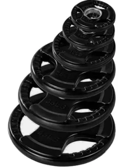 French Fitness Rubber Grip Olympic Weight Plate Set 450 lbs (New)