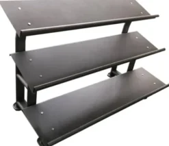 French Fitness Rubber Hex Dumbbell Set with Bench + 3 Tier Dumbbell Rack (New)