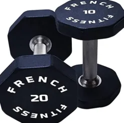 French Fitness Urethane 8 Sided Hex Dumbbell Set (5-50 lbs)