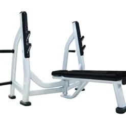 French Fitness Weight Plate Set w/ Olympic Bar 235 lbs + Bench Silver