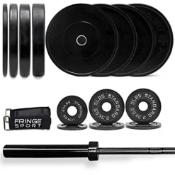 Fringe Sport 300lb Garage Gym Package with Bar & Bumper Plates Set