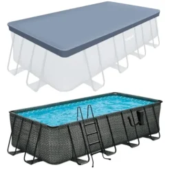 Funsicle Durable Rectangular Pool Cover for Oasis and Activity Pools Gray
