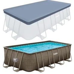 Funsicle Durable Rectangular Pool Cover for Oasis and Activity Pools Gray