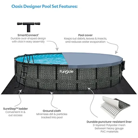 Funsicle Oasis Designer Above Ground Pool Dark Herringbone