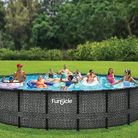 Funsicle Oasis Designer Above Ground Pool Dark Herringbone