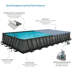 Funsicle Oasis Designer Above Ground Swimming Pool Set Dark Herringbone Gray