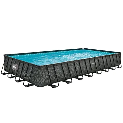 Funsicle Oasis Designer Above Ground Swimming Pool Set Dark Herringbone Gray