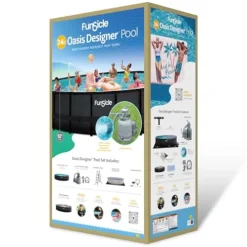 Funsicle Oasis Designer Above Ground Swimming Pool Chevron Rattan