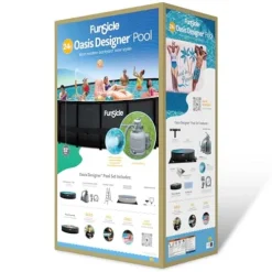 Funsicle Oasis Designer Above Ground Swimming Pool Chevron Rattan