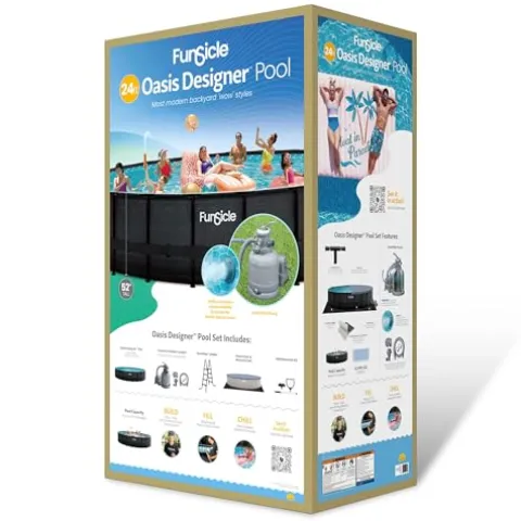 Funsicle Oasis Designer Above Ground Swimming Pool Chevron Rattan