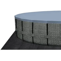 Funsicle Oasis Designer Round Frame Above Ground Pool with Filter Pump and Cover Dark Herringbone