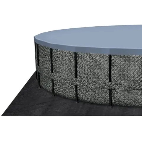 Funsicle Oasis Designer Round Frame Above Ground Pool with Filter Pump and Cover Dark Herringbone