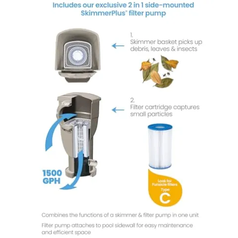 Funsicle Oasis Designer Rectangular Above Ground Pool with Accessories Kit Brown Basket