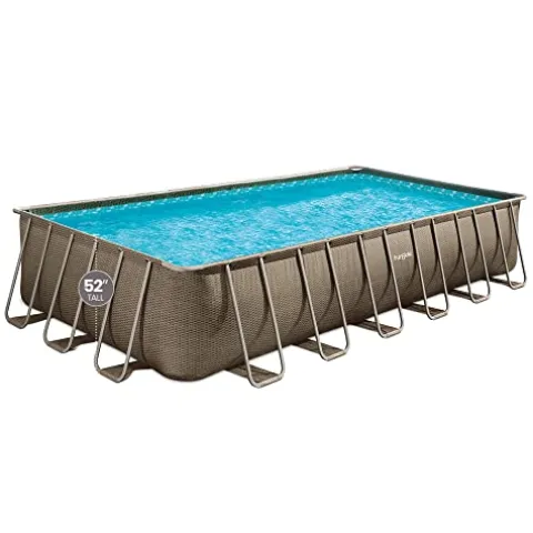 Funsicle Oasis Designer Rectangular Frame Pool Set Brown Basket