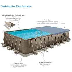 Funsicle Oasis Designer Rectangular Frame Pool Set Brown Basket