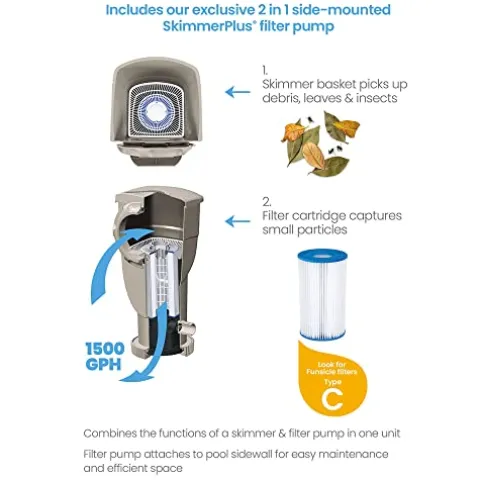 Funsicle Oasis Designer Rectangular Frame Pool Set Brown Basket