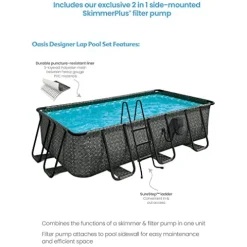 Funsicle Oasis Designer Rectangular Above Ground Pool Set Dark Herringbone Gray