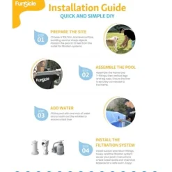 Funsicle Oasis Designer Rectangular Above Ground Pool with Accessories Dark Herringbone Gray