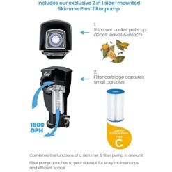 Funsicle Oasis Designer Rectangular Above Ground Pool with Accessories Dark Herringbone Gray