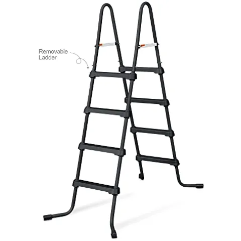 Funsicle Oasis Designer Rectangular Above Ground Pool with Accessories Dark Herringbone Gray