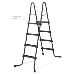 Funsicle Oasis Designer Rectangular Frame Above Ground Swimming Pool Dark Chevron Rattan