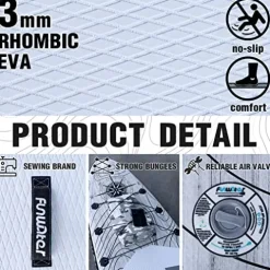 FunWater Inflatable 11’x33″x6″ Ultra-Light SUP Stand Up Paddle Board LIGHT GRAY