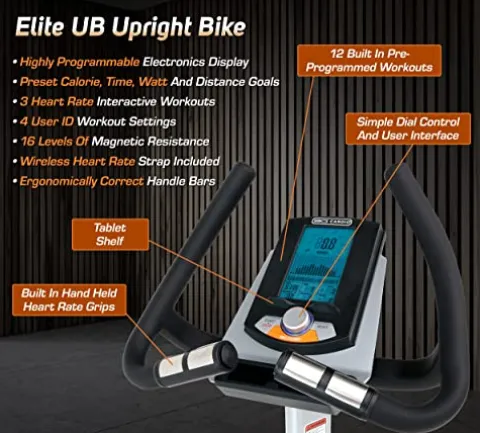 3G Cardio Elite UB Upright Bike Gray/Silver