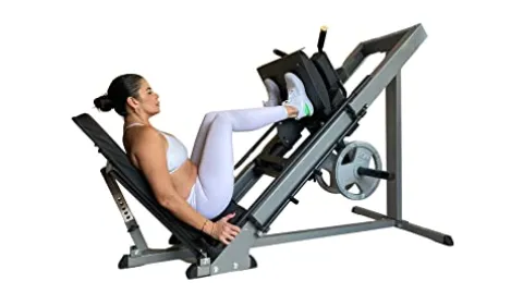 G FASHION STYLE Leg Press and Hack Squat Machine for Lower Body Weight Training, 1,000 lb Weight Capacity, Home and Commercial Gym, Grey – Black