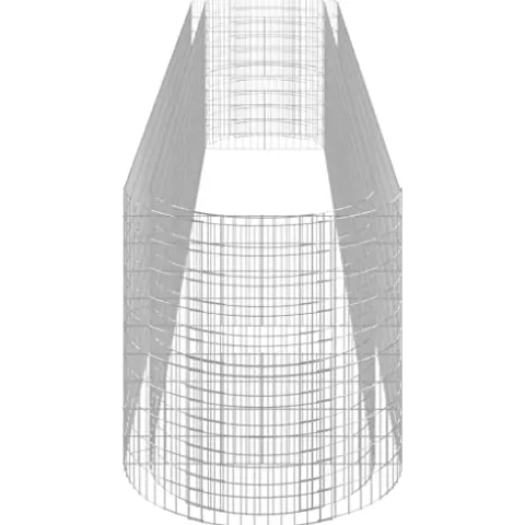 Gabion Raised Bed Galvanized Iron 236.2″x39.4″x39.4″ with Self-Watering Ceramic Flower Pots in White and Black