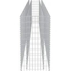 Gabion Raised Bed Galvanized Steel 212.6″x19.7″x39.4″ with Self-Watering Ceramic Flower Pots White Black