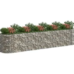 Gabion Raised Bed Galvanized Iron 196.9″x39.4″x39.4″ for Outdoor Plants White/Black/Other