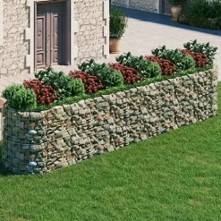 Gabion Raised Bed Galvanized Iron 196.9″x39.4″x39.4″ for Outdoor Plants White/Black/Other