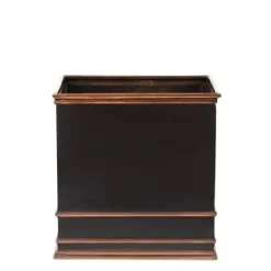 Garden Artisans Zarif Elegant 17 Inch Square Copper Planter Grey Finish With Copper Highlights