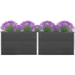 Garden Raised Bed WPC 78.7″x39.4″x35.8″ Gray & Self-Watering Ceramic Flower Pot White/Black/Other