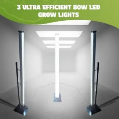 Garden Tower Ultra Efficient 80 Watts LED Grow Light 6400K Full-Spectrum Black