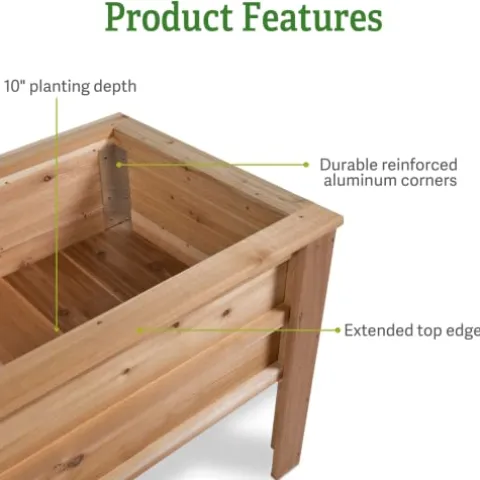 Gardener’s Supply Company Craftsbury Cedar Wood Elevated Raised Garden Bed 2ft x 6ft