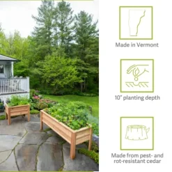 Gardener’s Supply Company Craftsbury Cedar Wood Elevated Raised Garden Bed 2ft x 6ft