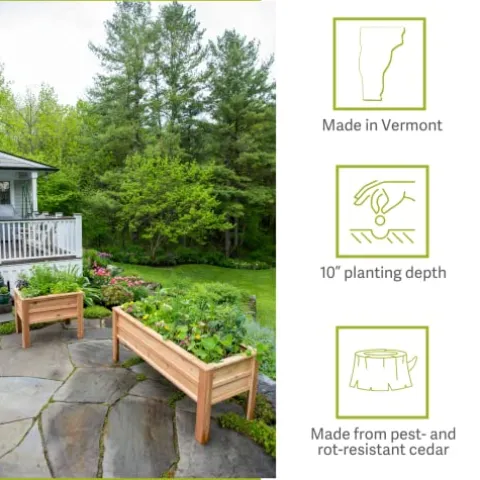 Gardener’s Supply Company Craftsbury Cedar Wood Elevated Raised Garden Bed 2ft x 6ft