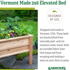 Gardener’s Supply Company Craftsbury Cedar Wood Elevated Raised Garden Bed 2ft x 6ft
