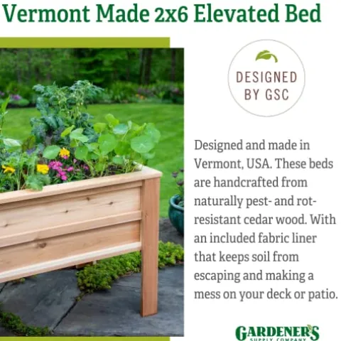 Gardener’s Supply Company Craftsbury Cedar Wood Elevated Raised Garden Bed 2ft x 6ft