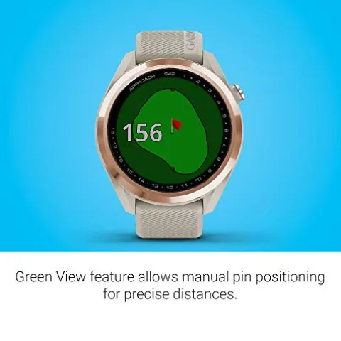 Garmin Approach S42 GPS Golf Smartwatch Rose Gold Ceramic Bezel Tan Silicone Band