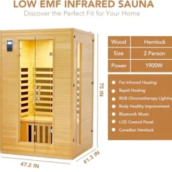 Garvee 2024 Upgrade 2 Person Infrared Sauna Wood