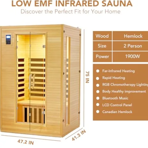Garvee 2024 Upgrade 2 Person Infrared Sauna Wood