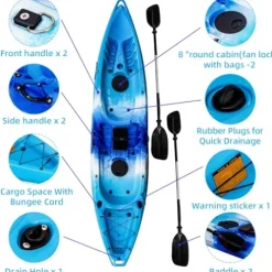 Garvee Fishing Kayaks 12.4FT 2 Person Sit on Top Kayak for Adults Blue Camo