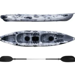 Garvee 12.4FT 2-Person Fishing Kayak with Paddle Black White