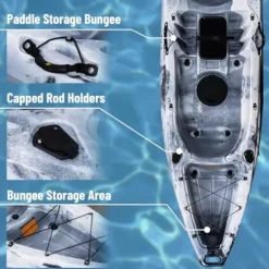 Garvee 12.4FT 2-Person Fishing Kayak with Paddle Black White