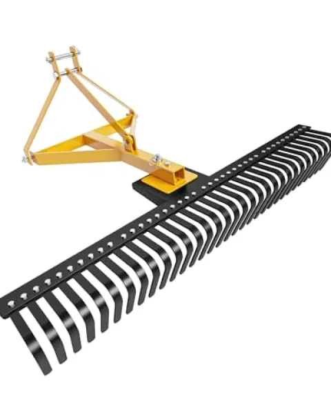 Garvee 60-Inch Landscape Rake for Tractor, Hard Body 3 Point Rake for Lawn Leveling and Gardening, Yellow/Black